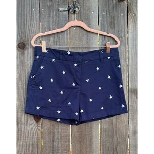 British Khaki Womens Navy Blue Star Print Casual Shorts Size‎ 4